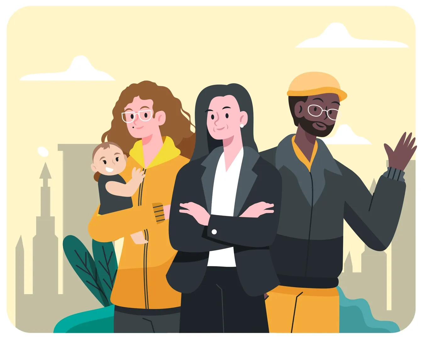 StaysIn team illustration showing our local Edinburgh-based team