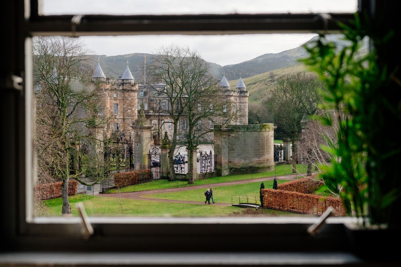 The view from a home we look after in Abbeyhill, across the gardens to Holyrood Palace and Arthur's Seat